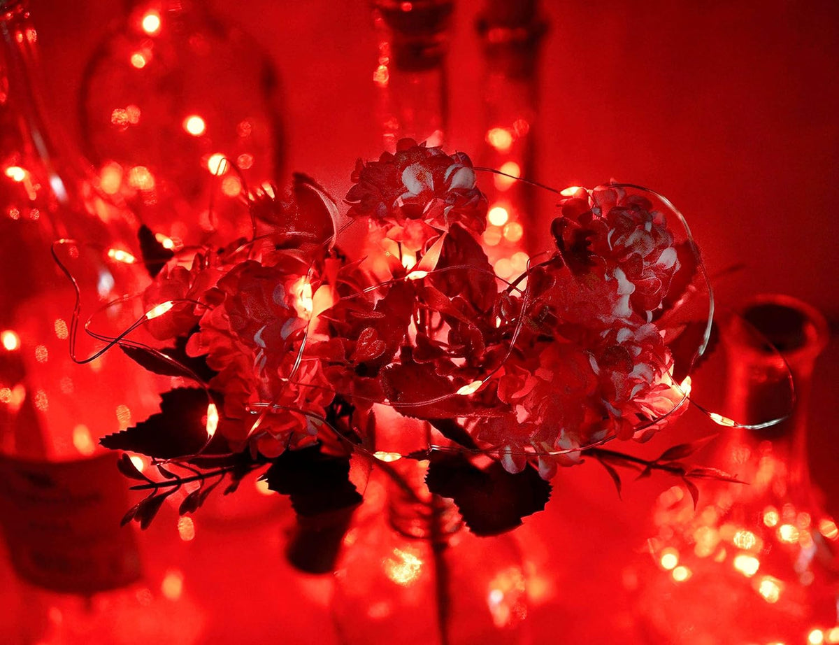 Wine Bottle Lights with Cork, 6 Pack Battery Operated 15 LED Cork Shape Silver Wire Colorful Fairy Mini String Lights for DIY, Party, Decor, Christmas, Halloween,Wedding (Red)