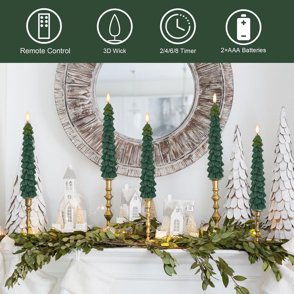 Eldnacele Christmas Tree Flameless LED Taper Candles with Remote and Timer