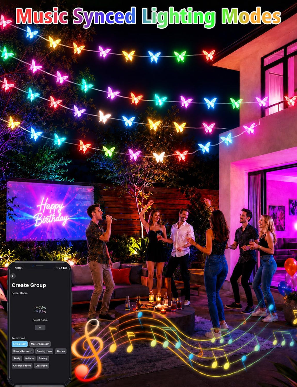 Smart Color Changing Butterfly String Lights APP Control for Bedroom Dorm