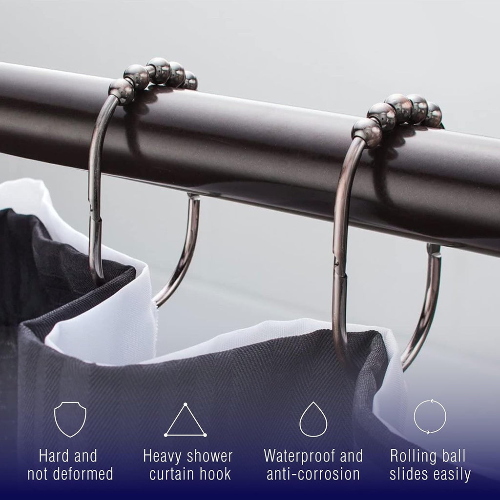 Shower Curtain Hooks Shower Rings for Curtain Bronze 12PCS