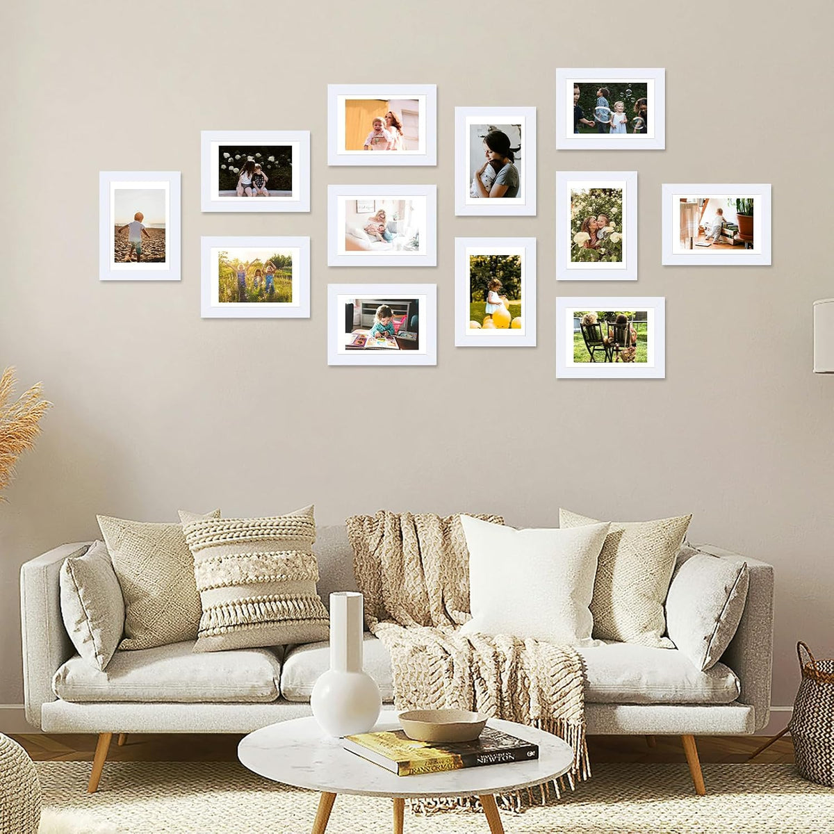 JCJMY 18 Packs 4x6 Picture Frames White, 4x6 Frames Bulk, Gallery Wall Frame Set, 4 by 6 Frame Set of 18, Collage Wall Decor Photo Frames Set for Wall Hanging and Tabletop, White