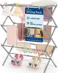 APEXCHASER Oversize 3-Tier Clothes Drying Rack, No Assembly, Grey