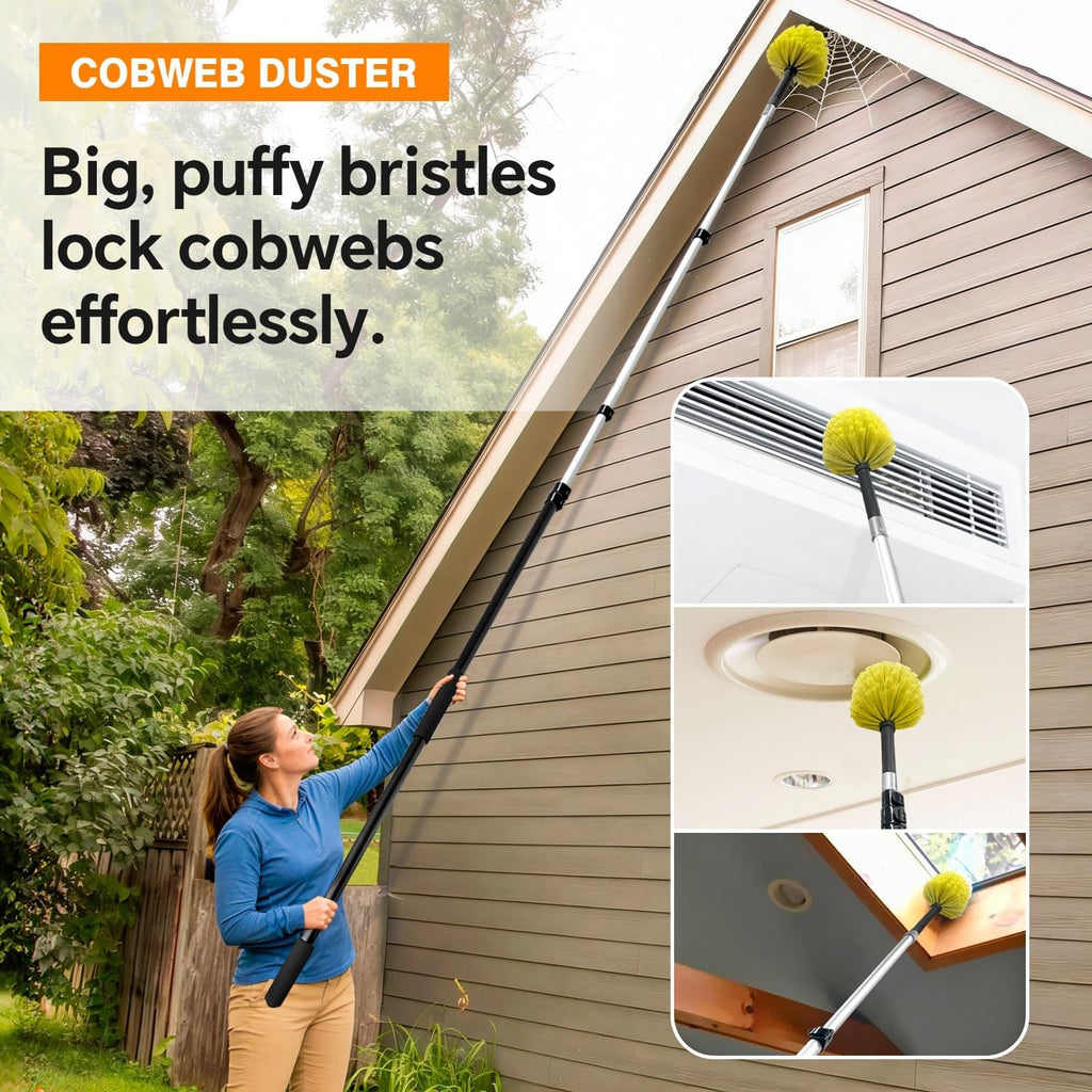 4-in-1 4-12Ft 4-Stage Telescoping Extension Pole Kit for Cleaning