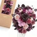 Ling's moment Purple Artificial Wedding Flowers Combo, Plum Lily, Deluxe