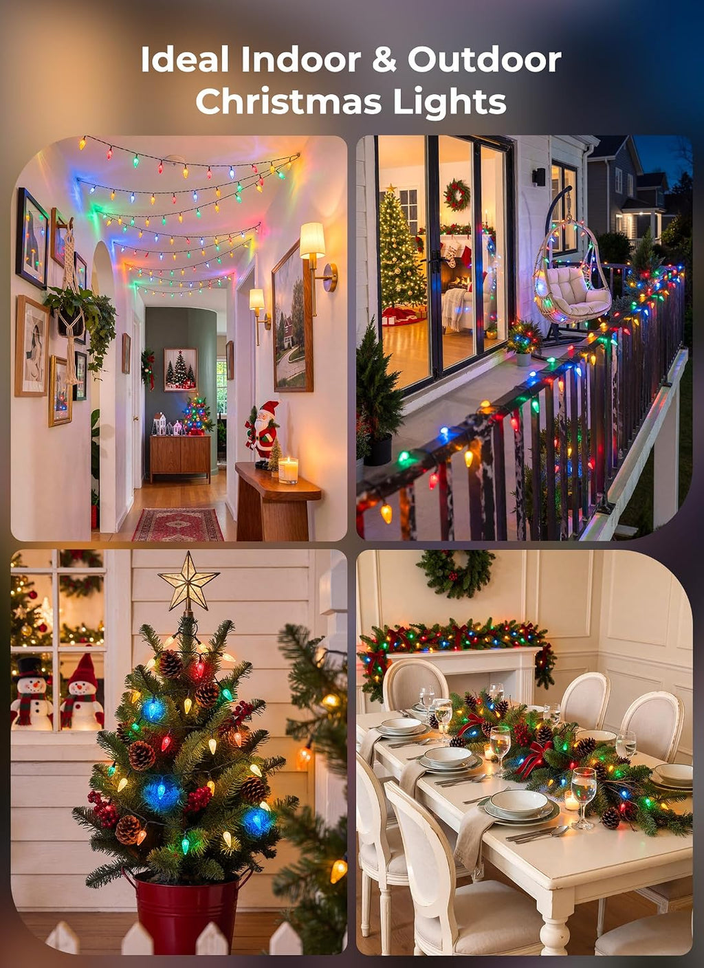 2 Pack C6 Battery-Operated-Christmas-Lights 100LED Multicolor String Lights