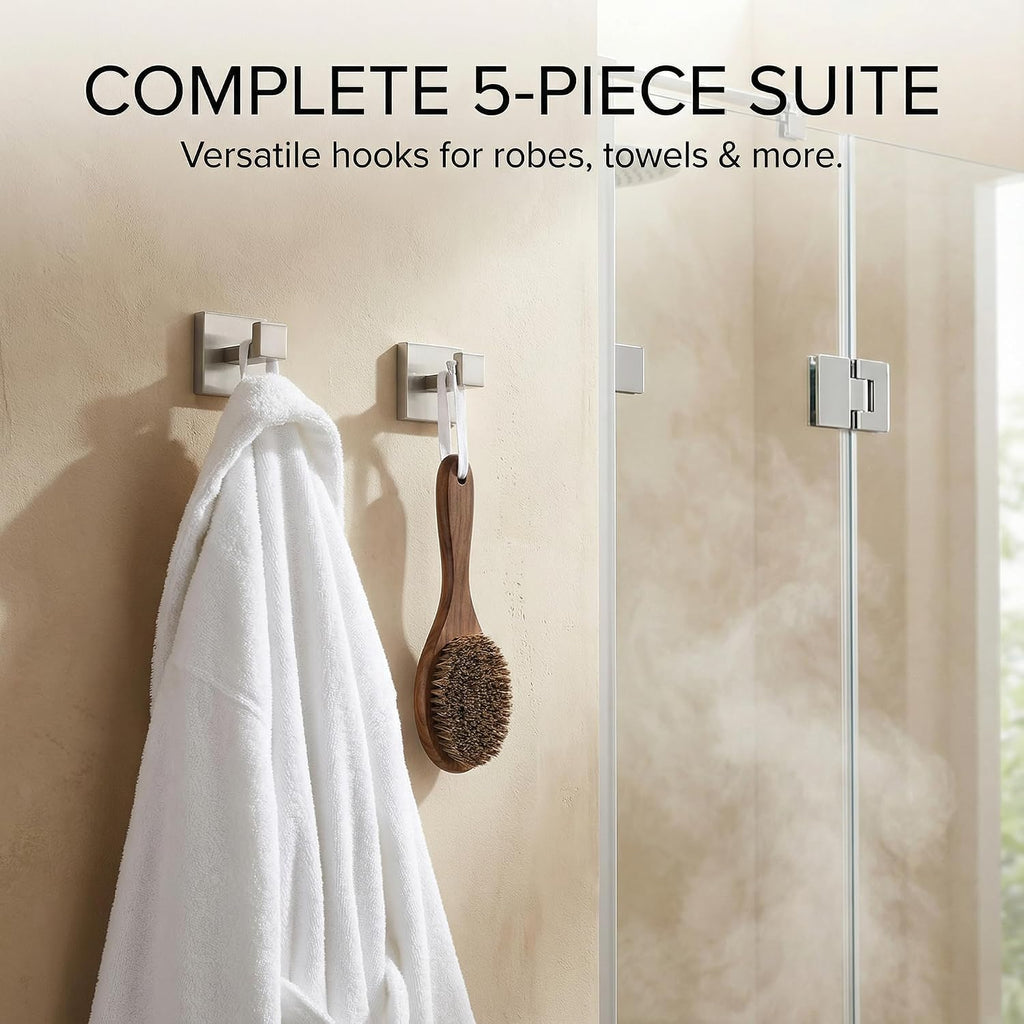 5-Piece Bathroom Hardware Set, 23.6 in Towel Bar, Brushed Nickel