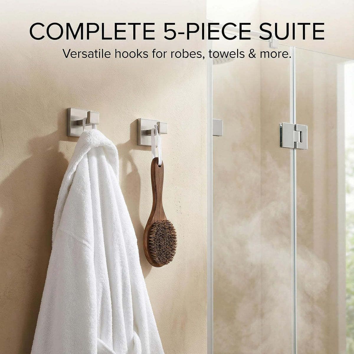 5-Piece Bathroom Hardware Set, 23.6 in Towel Bar, Brushed Nickel