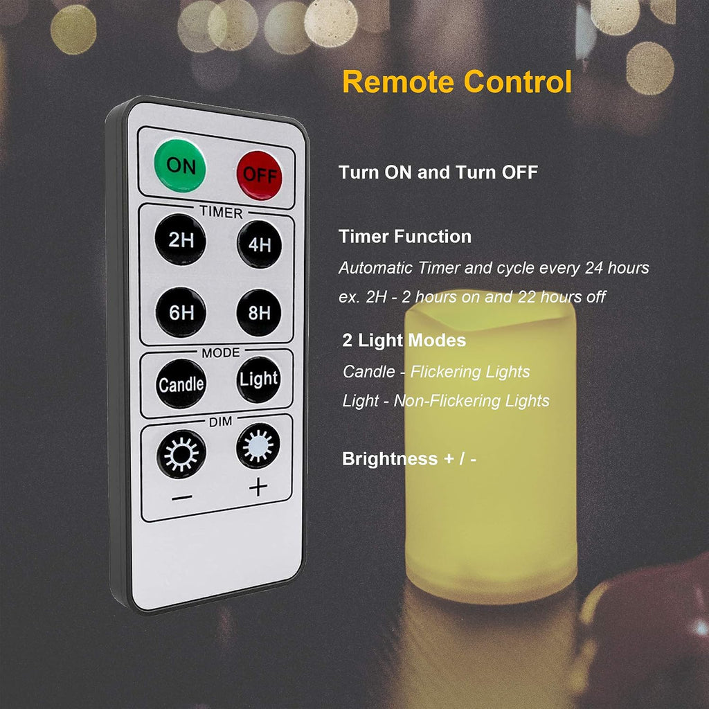 1 Pack Outdoor LED Flameless Pillar Candle with Remote and Timer, 3” x 6”