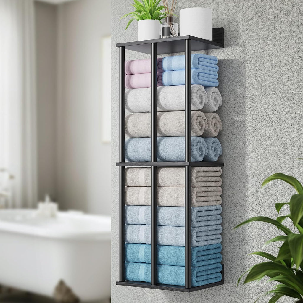 Bathroom Towel Storage, Black Bathroom Towel Holder