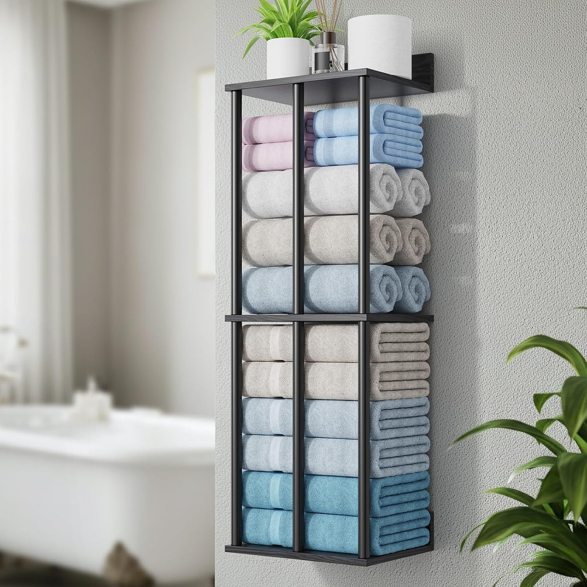 Bathroom Towel Storage, Black Bathroom Towel Holder