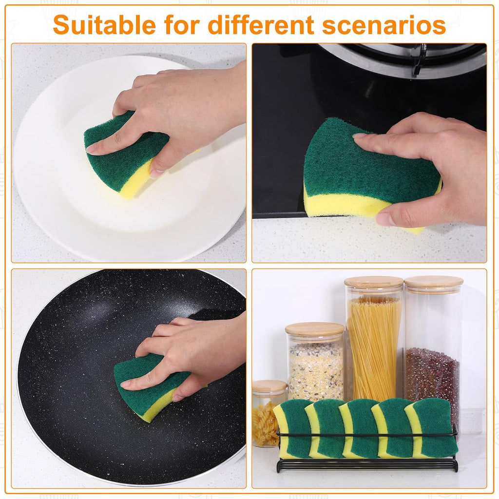 100 Pcs Individually Wrapped Sponges,Uncompressed Non Scratch Bulk Green