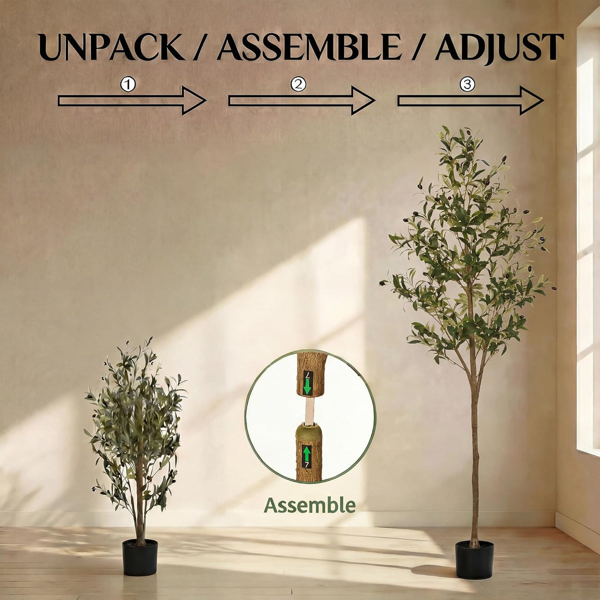 Artificial Olive Tree, 6FT Faux Olive Trees with Lifelike Olive Branches and Fruits, Fake Floor Plants with Pot for Indoor Home Office Living Room Outdoor Decor