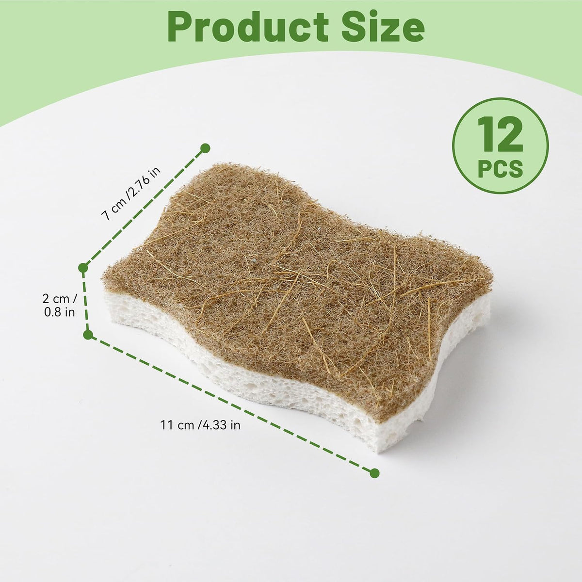 12 Pack Natural Cellulose Non-Scratch Kitchen Scrub Sponges for Dish