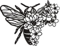 Rajukit Modern Bohemian Bee Flower Metal Wall Art Black