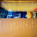 LED Ceiling Icicle Lights, 16.4FT 112 LEDs 8 Modes Twinkle Christmas Hanging Fairy String Horizontal Curtain Lights for Parties Mall Patio Yard Indoor Outdoor Decoration Warm White, 5M04