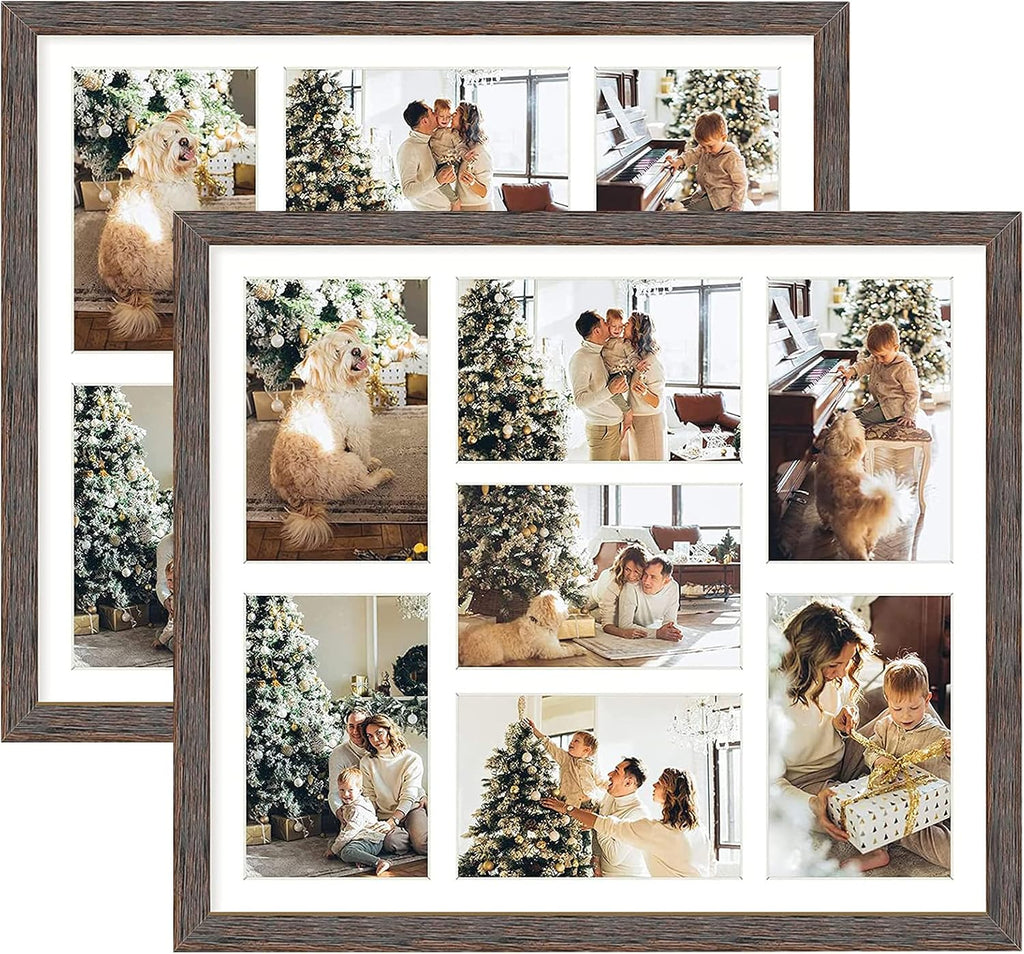 Golden State Art 7 Openings for 4x6 Collage Picture Frame,Solid Wood/Glass