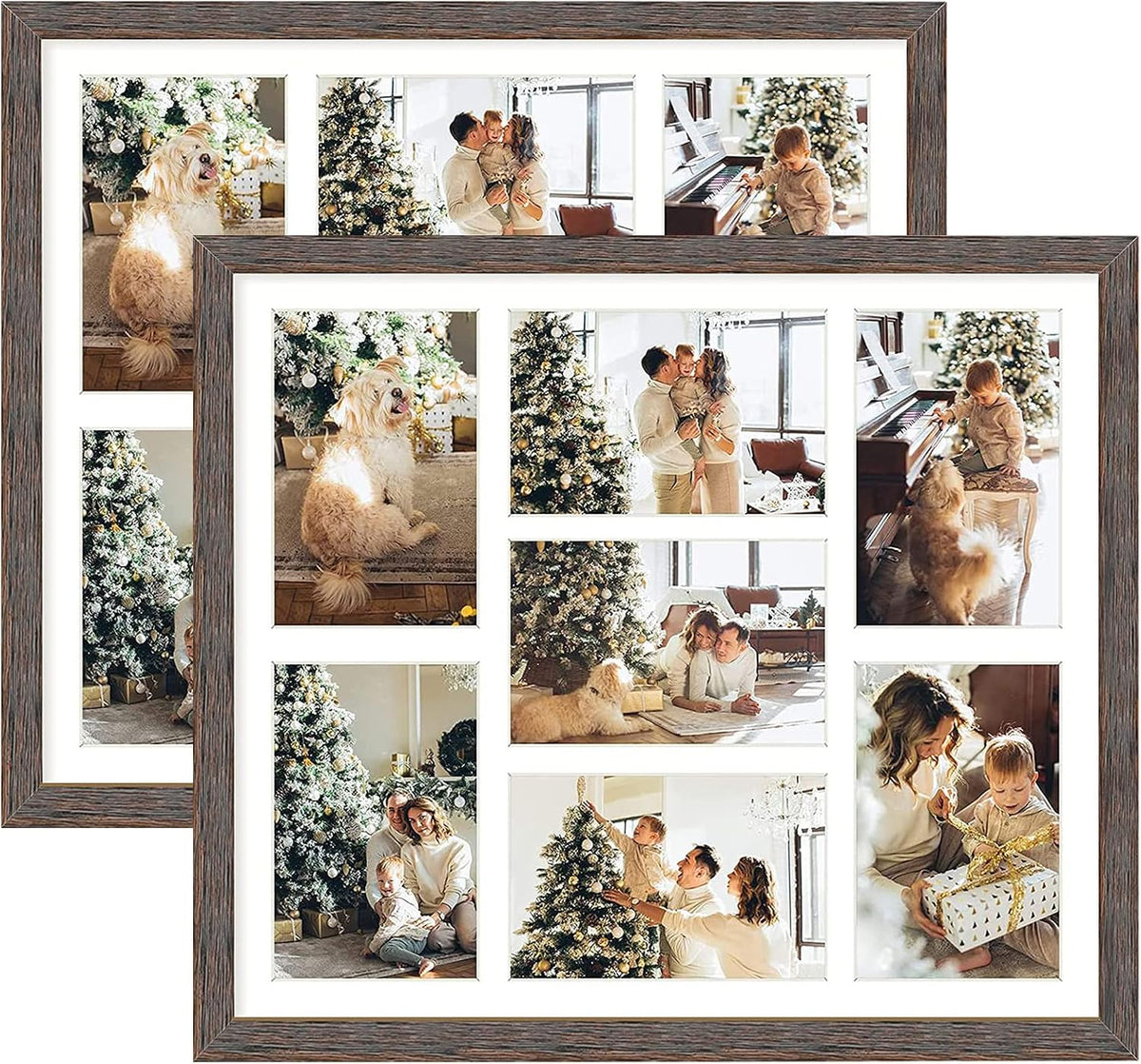 Golden State Art 7 Openings for 4x6 Collage Picture Frame,Solid Wood/Glass