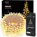 BrizLabs Smart Christmas Lights, 66 ft 200 LED Mini Warm White Light String