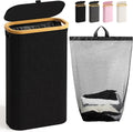 Bathola Slim Laundry Hamper with Lid, 75L Small Laundry Basket, Black