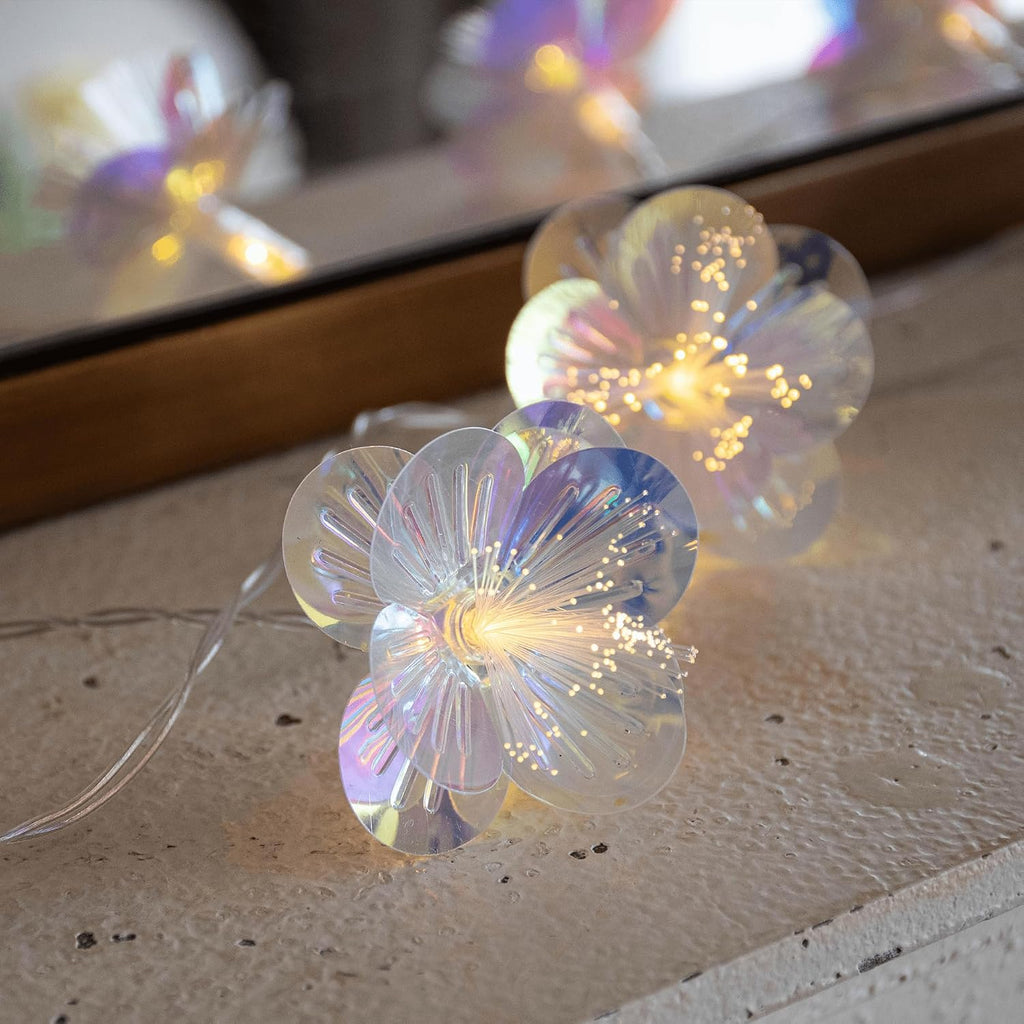YOLIGHT Fiber Optic Flower String Lights Battery Operated with Timer, 13ft 20 LED Flower Garland Lights Fairy Decor Light for Room Table Wedding Christmas Easter Décor (Warm White)