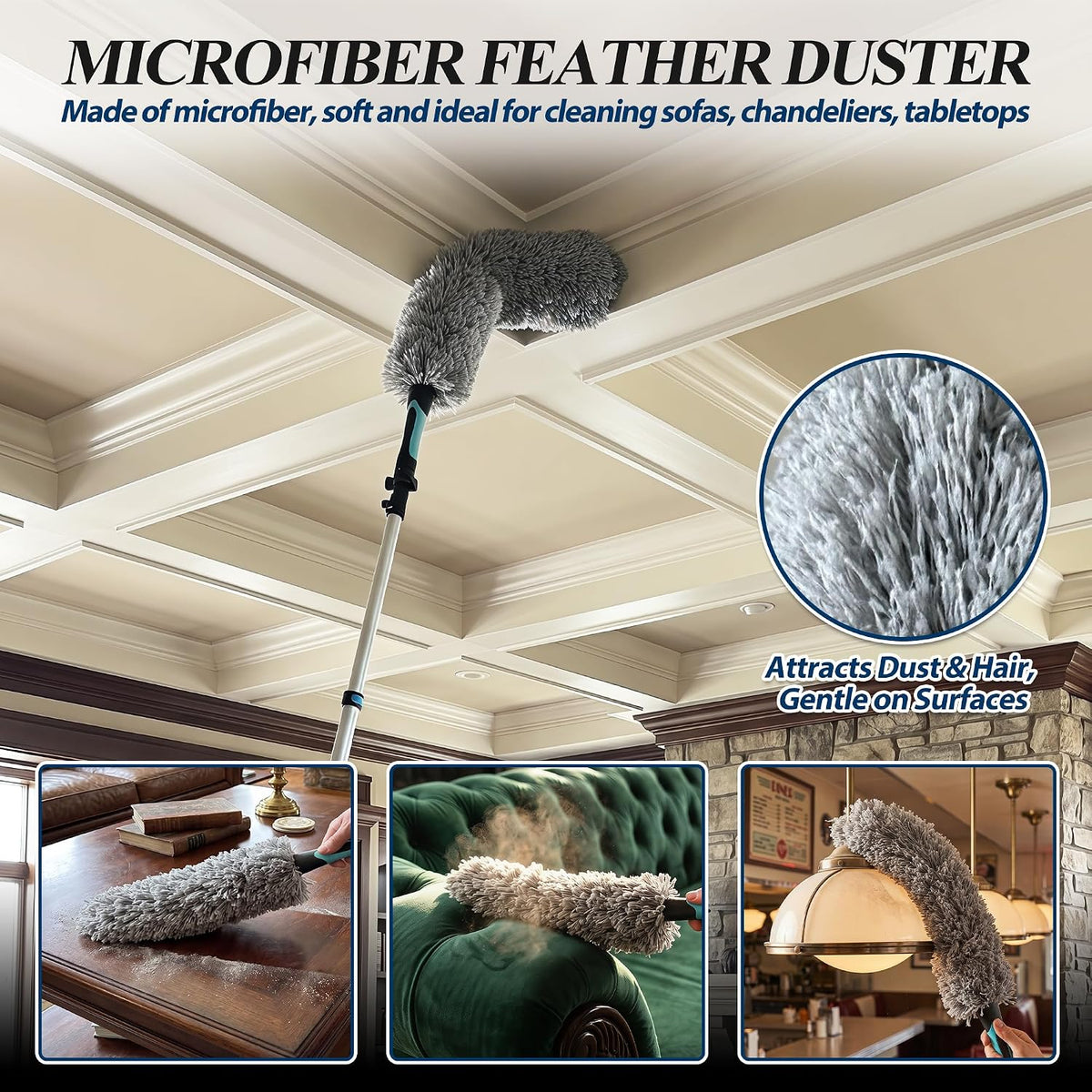 COVERONICS 20FT High Duster Cleaning Tools with 3-12FT Extension Poles