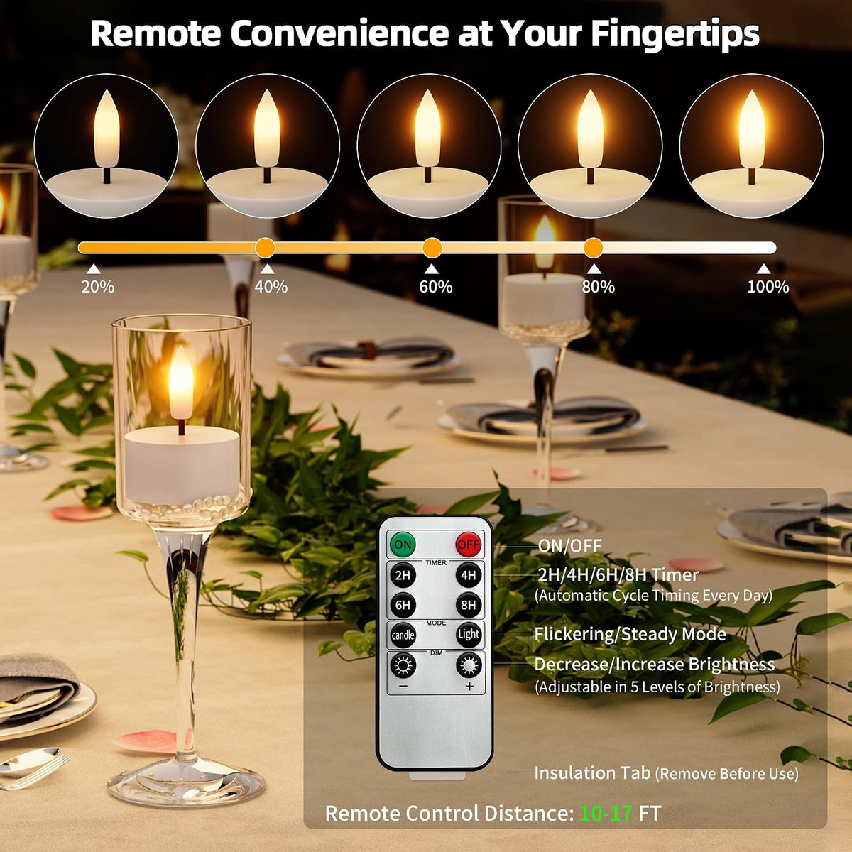 Rechargeable Flameless Tea Lights Candles with Charging Station Remote 8Pcs