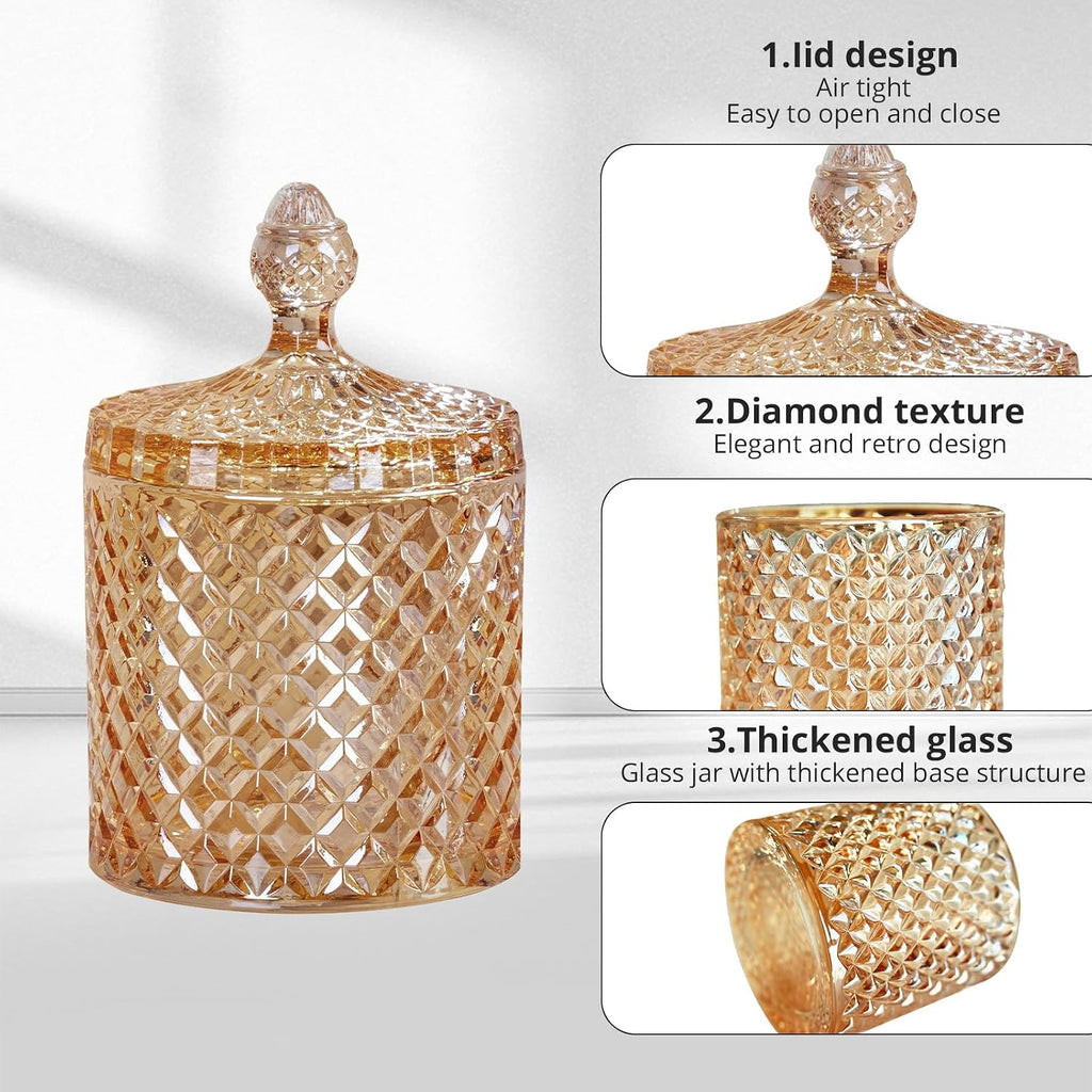 2 Pack Glass Qtip Holder, Apothecary Jars with Lids Bathroom Storage
