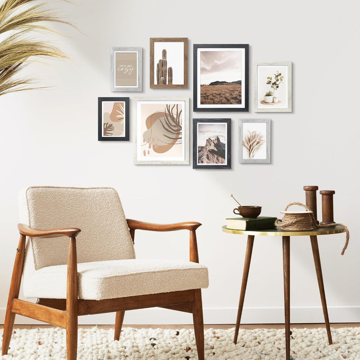 ArtbyHannah Gallery Wall Frame Set, 8 Pack Neutral Wall Decor, Multi-Color