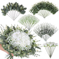 120 Pcs 4 Kinds Mixed Artificial Eucalyptus Greenery Stems Flowers Bulk