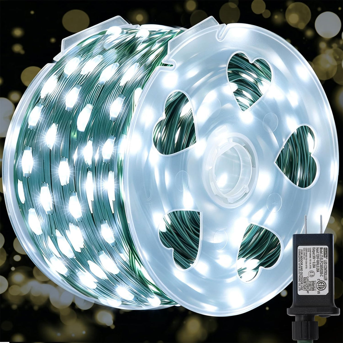 WATERGLIDE Extra Long 328 FT Christmas Lights, 1000 LED Cool White Lights