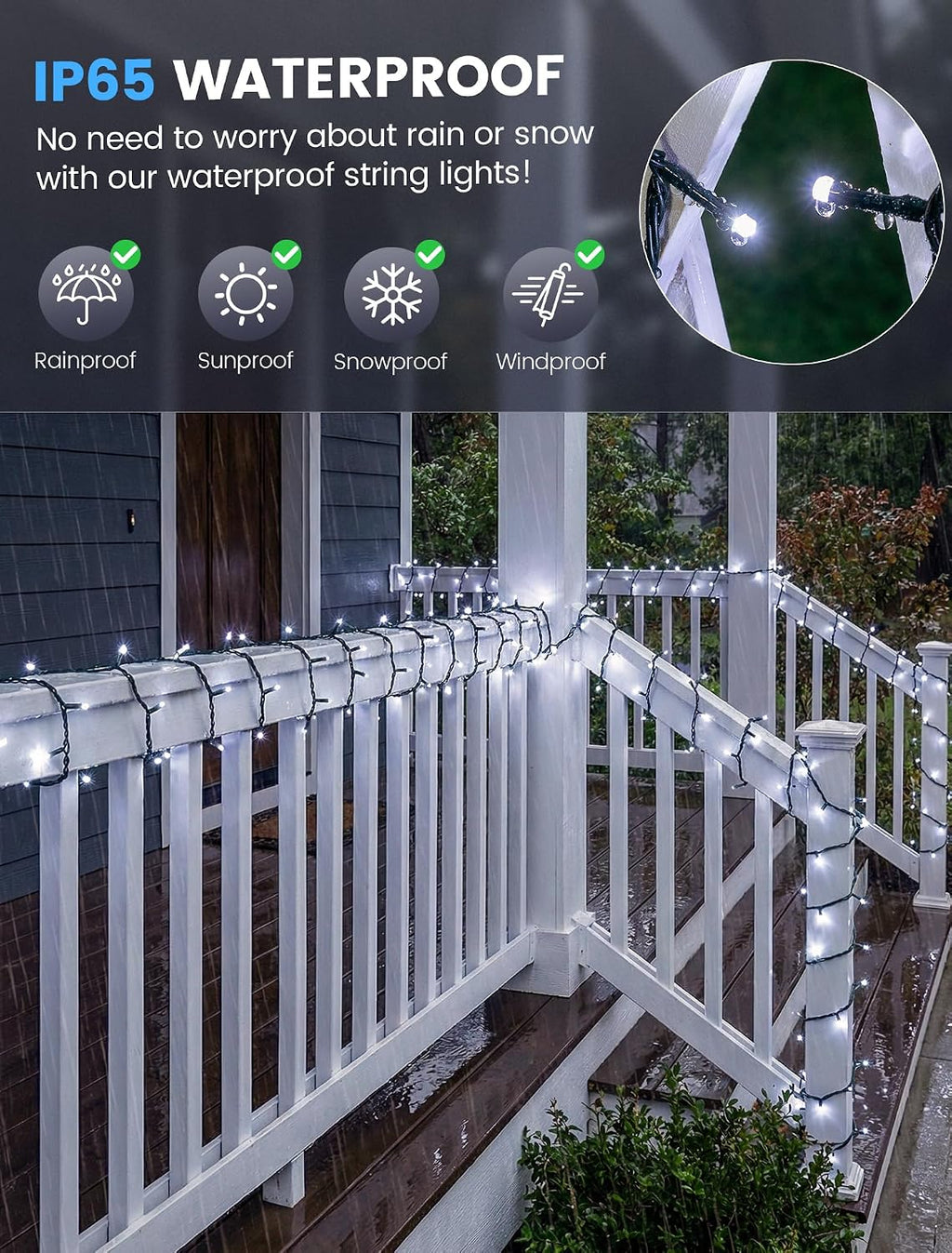 Hopolon Cool White Christmas Twinkle String Lights, 33FT 100L with Remote