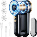 2-in-1 Rechargeable Fabric Shaver, 3 Extra Blades, 3-Speed Lint Remover Sweater Shaver with Digital LED Display, Sweater Shavers to Remove Pilling, Lint Shaver for Clothing & Furniture-Gold