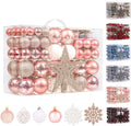 95Pcs Christmas Ball Ornaments Set,Neutral Christmas Tree Decoration Gift, Seasonal Decorative Hanging Ornament Set with Hand-held Gift Package for Xmas Tree (Rose Gold)