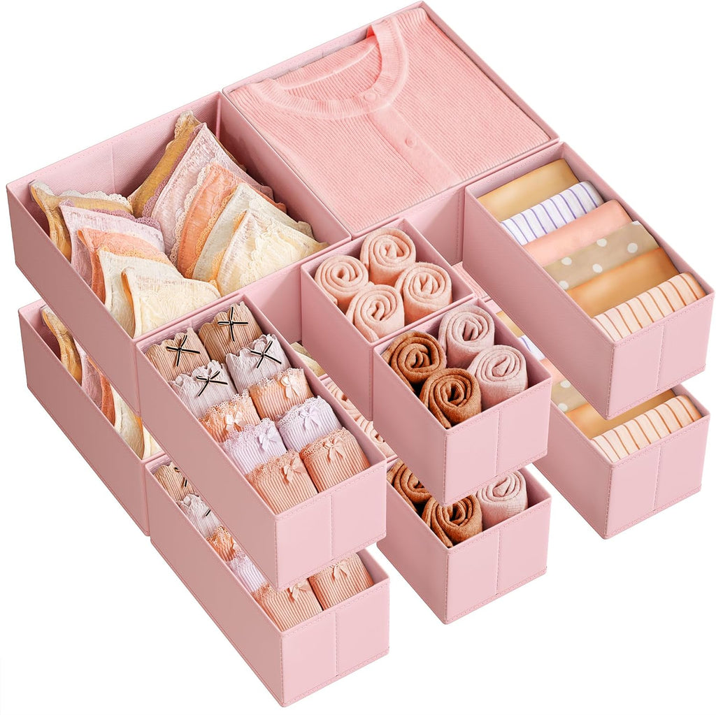 SONGMICS Drawer Organizers, Set of 12, Foldable Fabric Storage Boxes