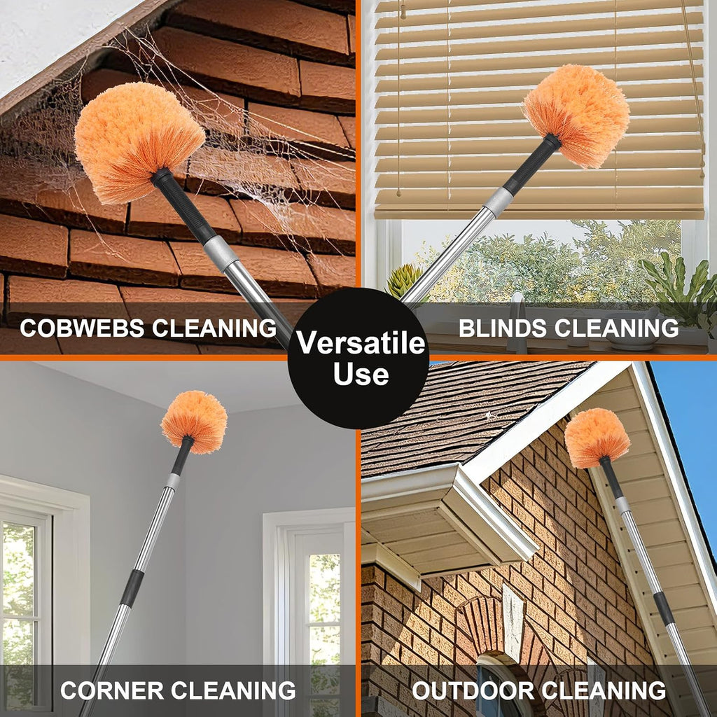 Cobweb Duster with Extension Pole, 6 FT Stainless Steel Adjustable Duster