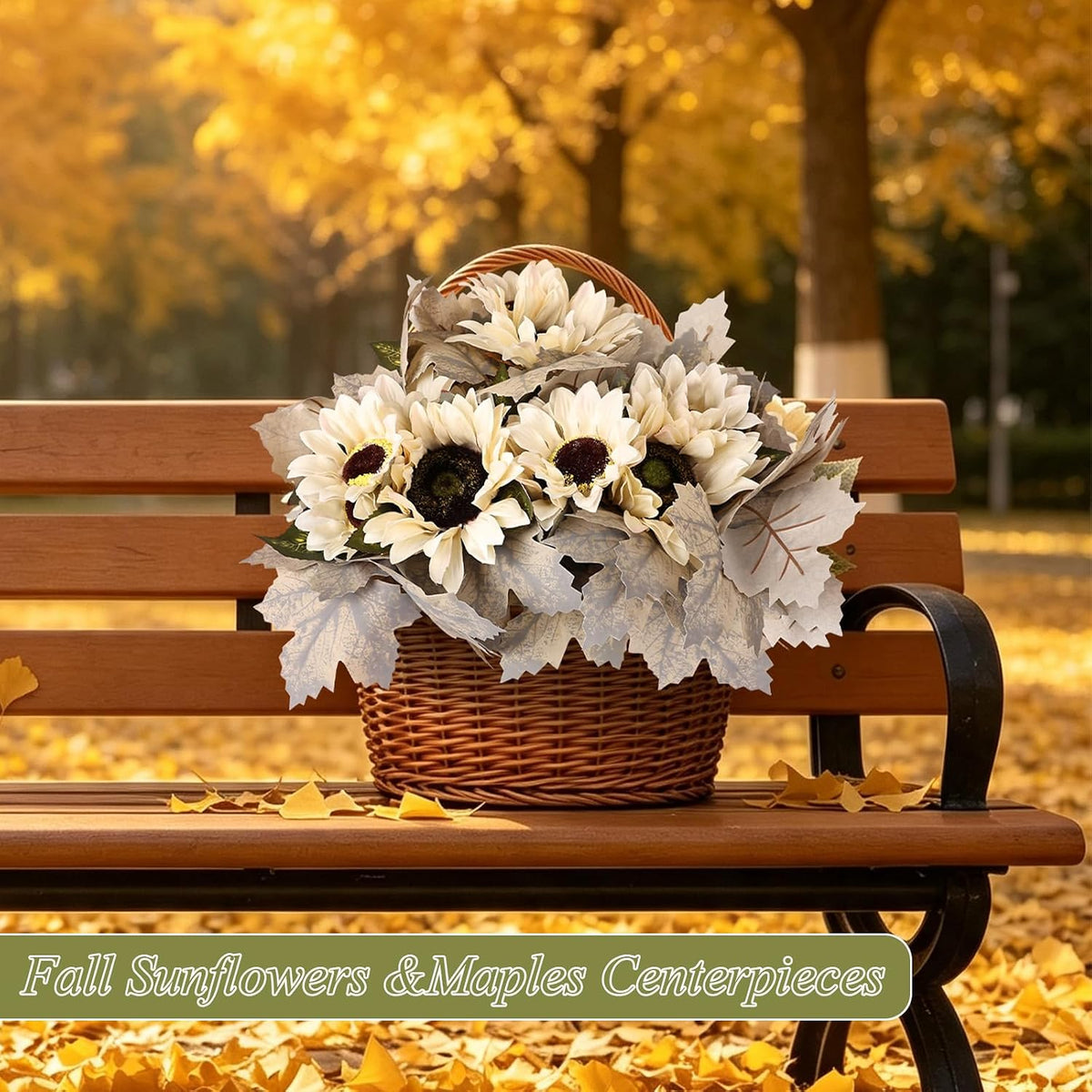 16 Bundles Fall White Artificial Fall Flowers with Maples