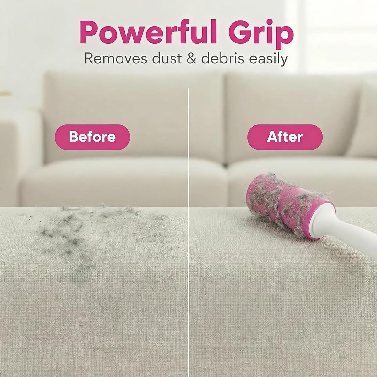 Washable Gel Lint Roller 2 Pack, Large Reusable Pet Hair Remover, Pink