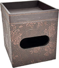 PU Leather Tissue Box Cover Square, Modern Tissue Holder with Storage Valet Tray, Nightstand Decorative Tissues Case, Facial Tissue Box Holder for Bathroom,Bedroom,Livingroom and Office (Antique)