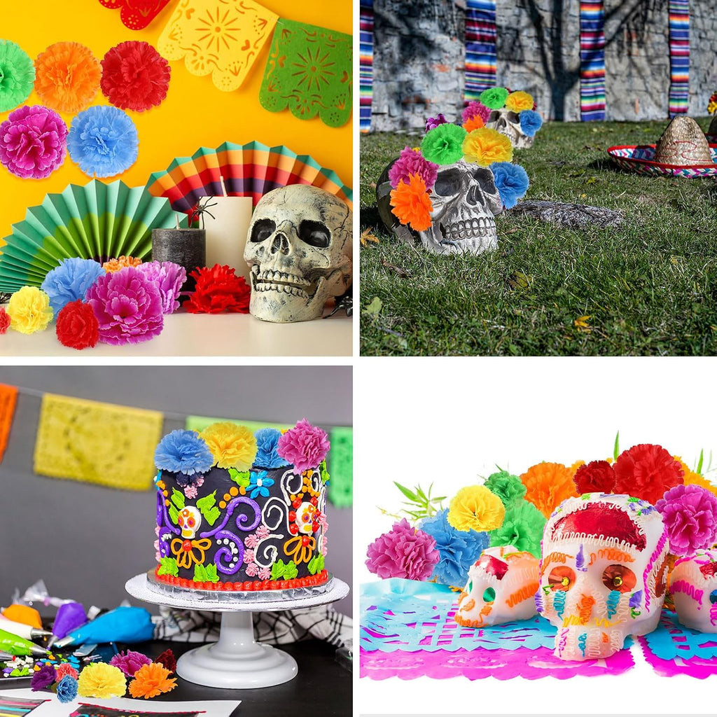 Daifunli 72 Pcs Day of The Dead Artificial Marigold Flowers, Multi-Color