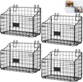 Blulu 4 Pcs Grid Wall Baskets, Wire with Hooks for Hanging, 11 x 8 x 6 Inch