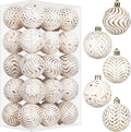 30PCS Gold/White Christmas Ball Ornaments Set for Xmas Tree Decorations