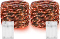 Dazzle Bright Halloween Fairy String Lights, Total 40FT 120LED Copper Wire Battery Operated Waterproof Lights, Halloween Decorations for Indoor Home Outdoor Garden Patio Yard Party Decor (Orange)