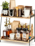 QUALLON Coffee Bar Accessories and Organizer, Coffee Station Organizer 2 Tier Bathroom Counter Organizer, Wood Coffee Tray, Bathroom Vanity Organizer, Countertop Shelf for Kitchen, Coffee Lover