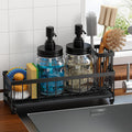 Galasily Mason Jar 16 oz Liquid Soap Dispensers Set with Large Kitchen Sink Caddy, Black Rustproof Stainless Steel Pump, Refill Hand Soap, Dish Soap, Vintage Farmhouse Decor for Bathroom, Kitchen