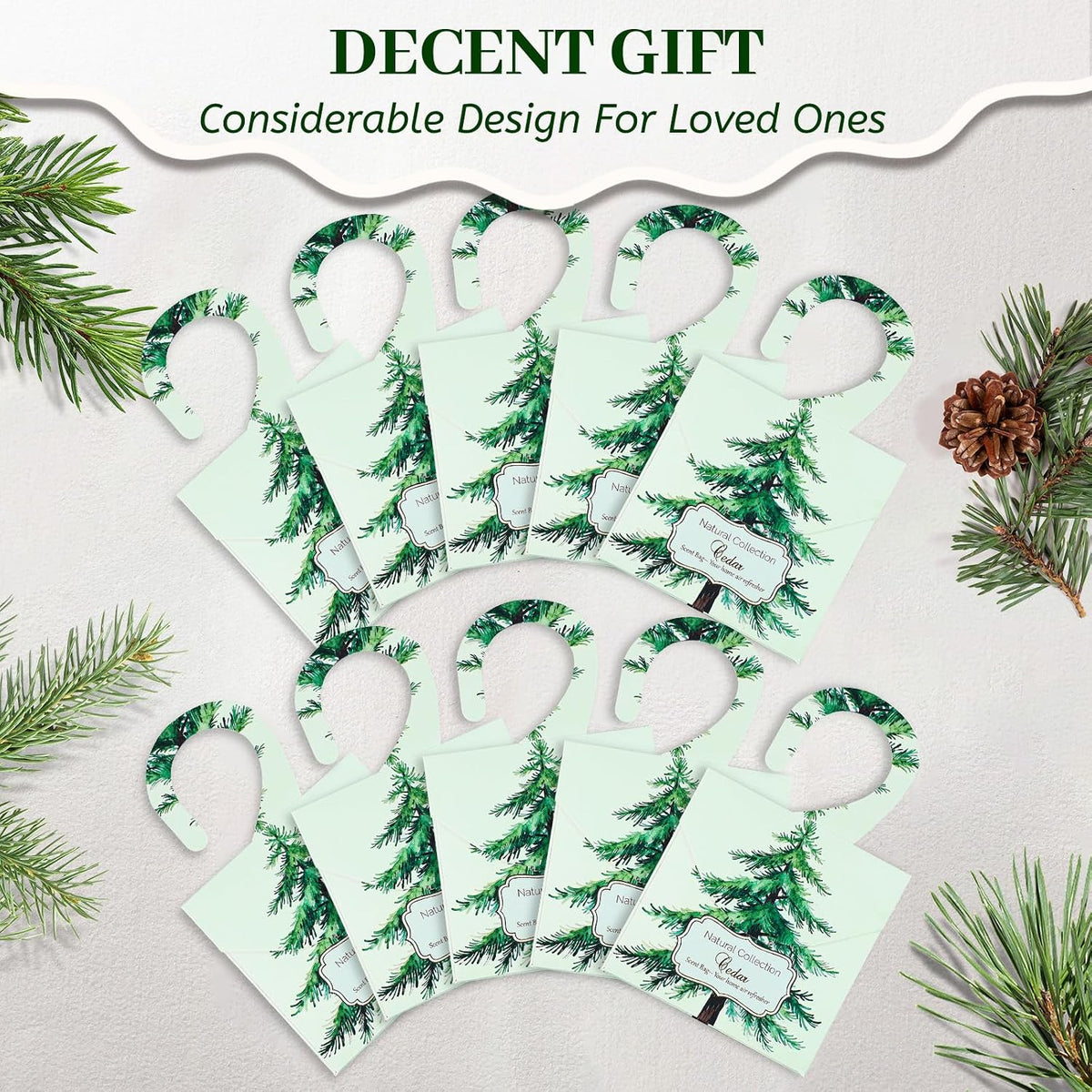 24 Pack Cedar Sachets for Drawers and Closets, Natural Closet Freshener