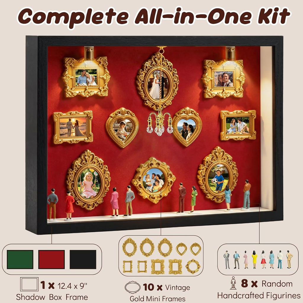 DIY Mini Museum Silhouette Box, Shadow Box Frame Kit, Red