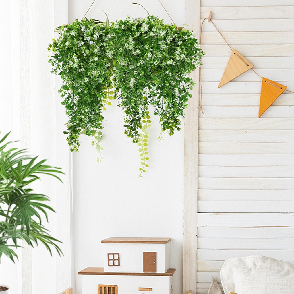SJL Artificial Hanging Plants Fake Vine Faux Greenery Outdoor Decor 3Pcs