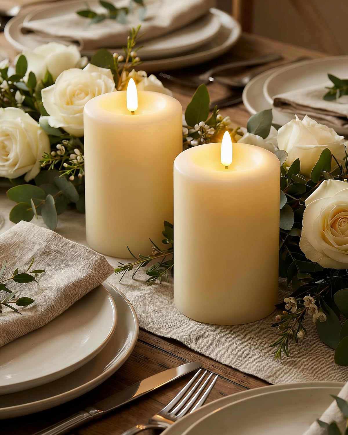 Gmnee 3"x4" Flickering Flameless Candles with Remote Timer, LED Candles