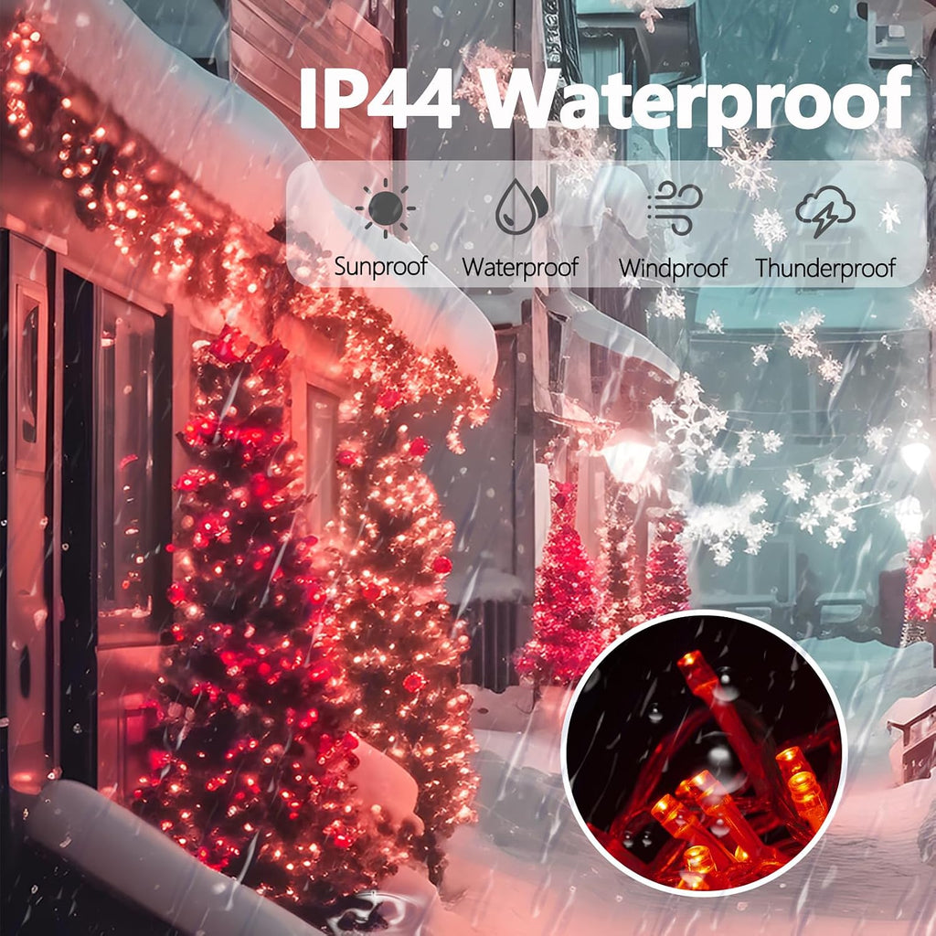 Red String Lights, Valentine Christmas Tree Decor, 300 LED