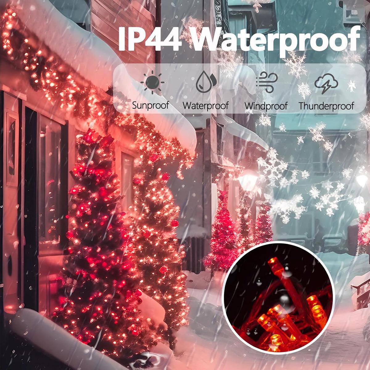 Red String Lights, Valentine Christmas Tree Decor, 300 LED